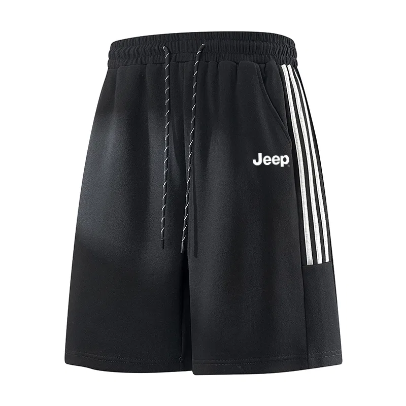 Детские шорты свободного кроя с принтом Jeep, Heather Grey Blue Stripe — фото 3