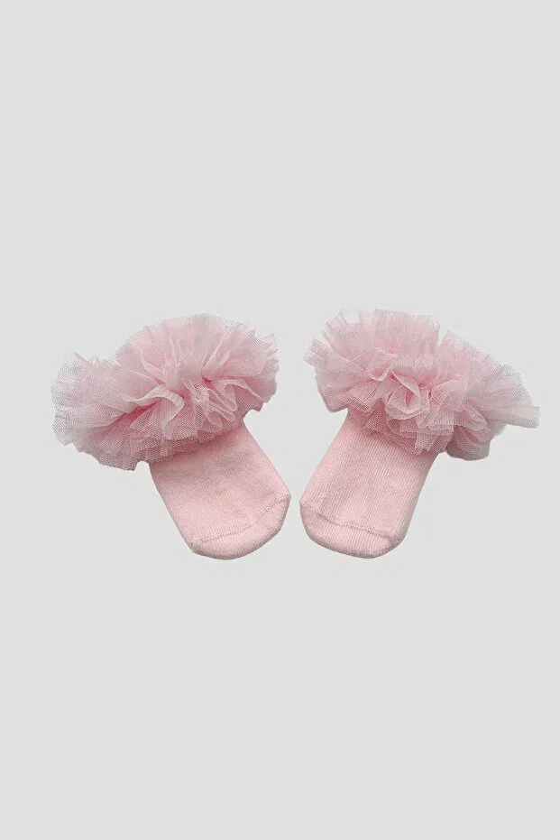 Детские носочки-пинетки для девочек с оборками Basics Defne Baby, Pink — фото 2