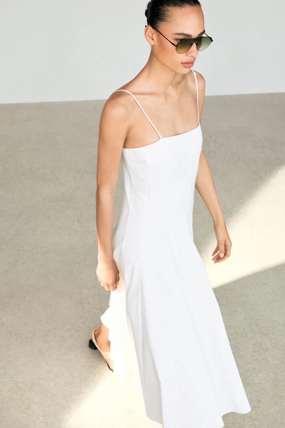 Платье Massimo Dutti, миди, белое — фото 2