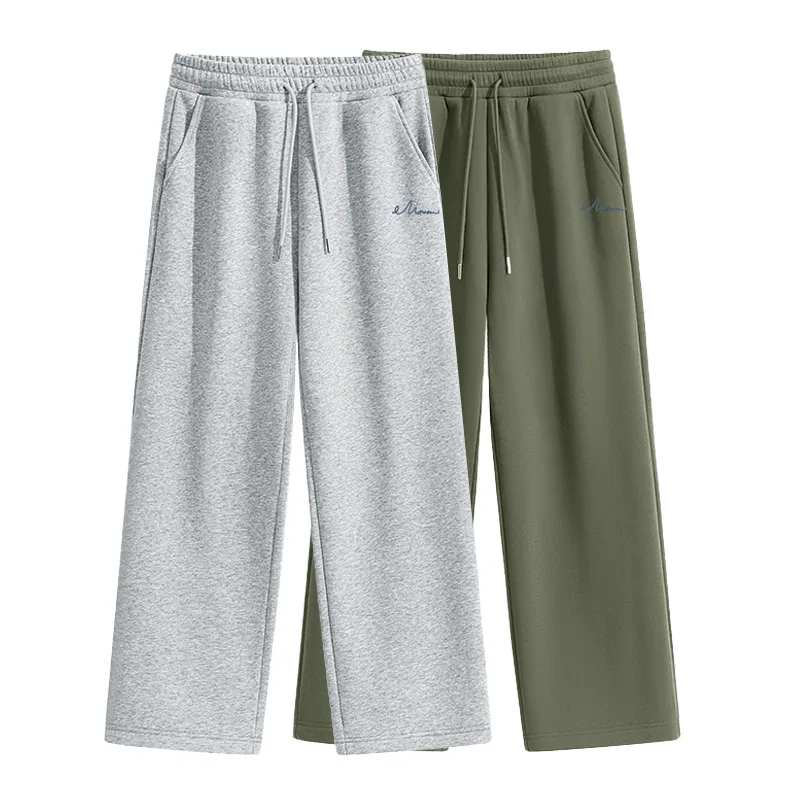 Детские брюки из флиса с логотипом MINISO, Heather Gray + Palm Green