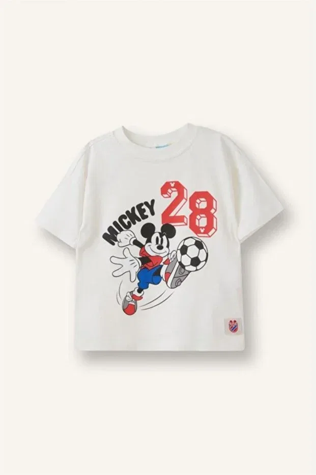 Детская футболка для мальчиков с принтом Mickey & Minnie Defacto, Ecru