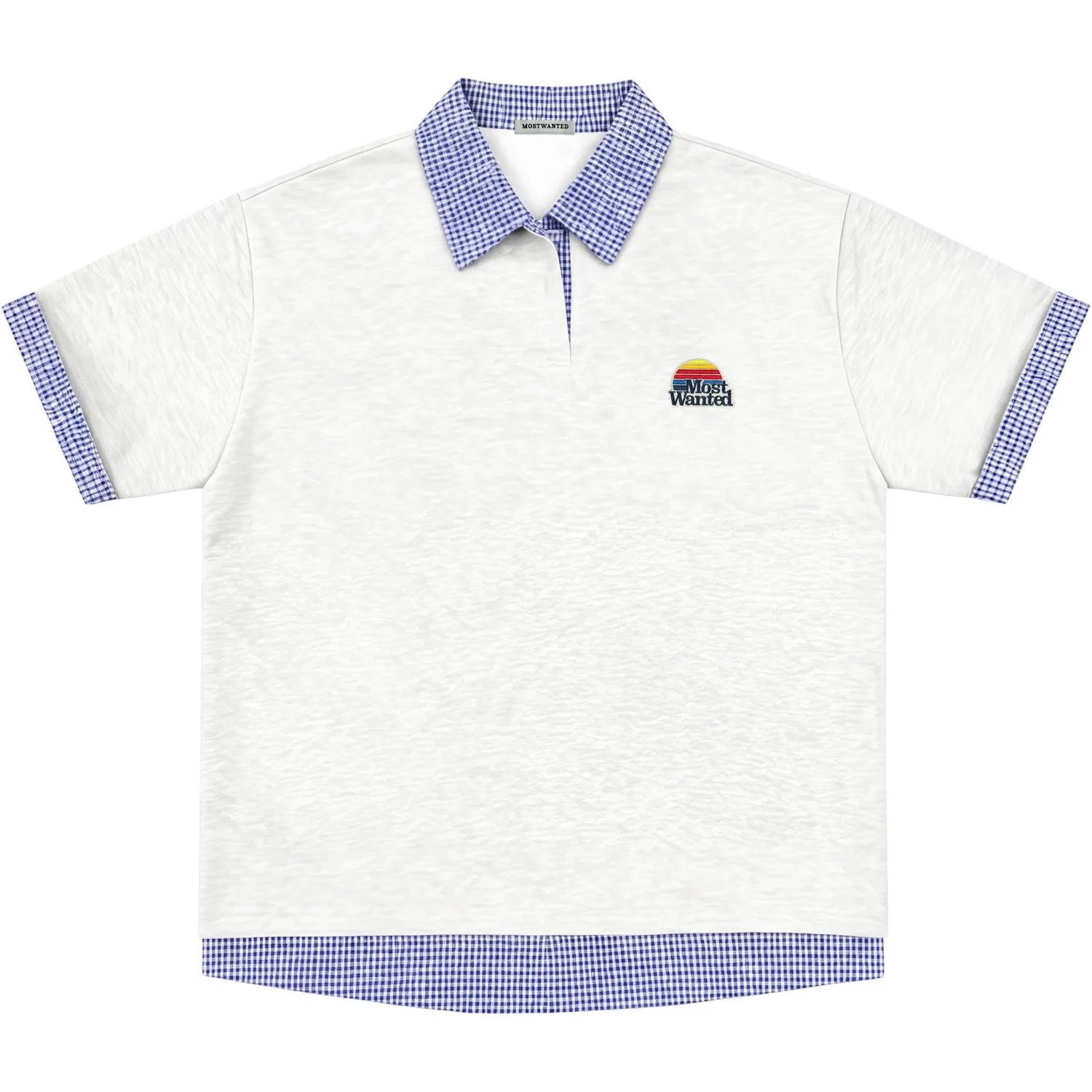 Детское поло с воротником и принтом Unisex Polo Collar Moderate Other MostwantedLab, White Heather Gray