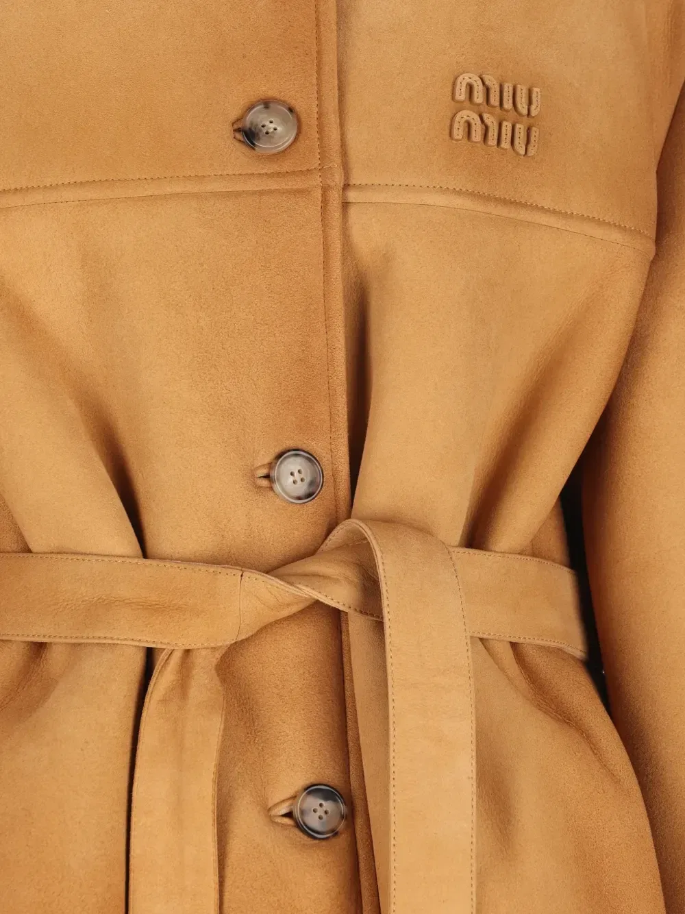 Куртка из овчины MIU MIU, бежевый — фото 3