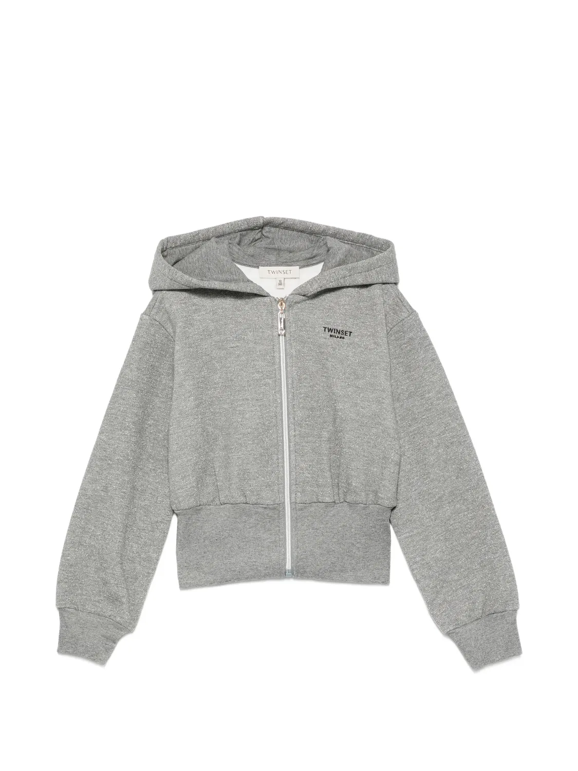 Худи на молнии с логотипом Twinset Kids, серый