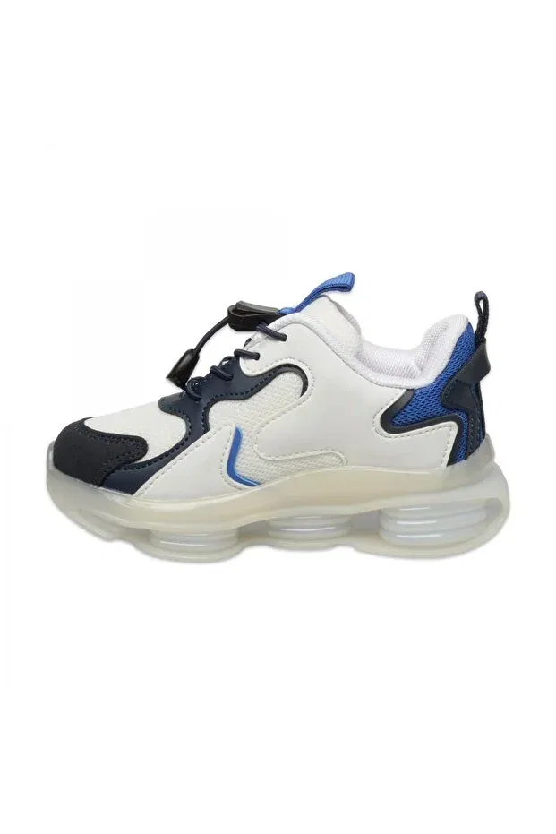 Детские кроссовки для девочек с геометрическим принтом mask booties phylon white kids sneakers Vicco, White/Navy Blue — фото 2