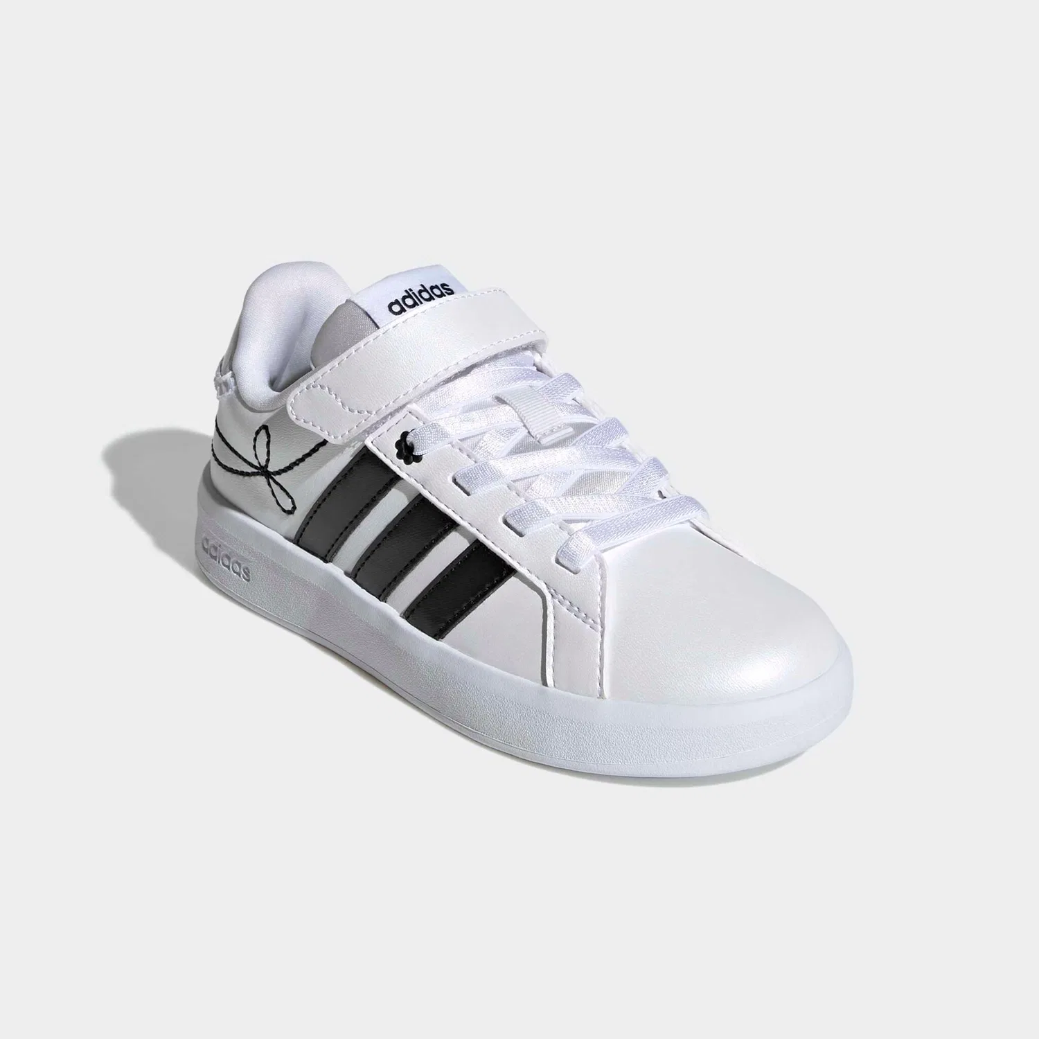 Детские кроссовки с рюшами и бантами Adidas Sportswear, Cloud White/Core Black/Hi-Res Yellow