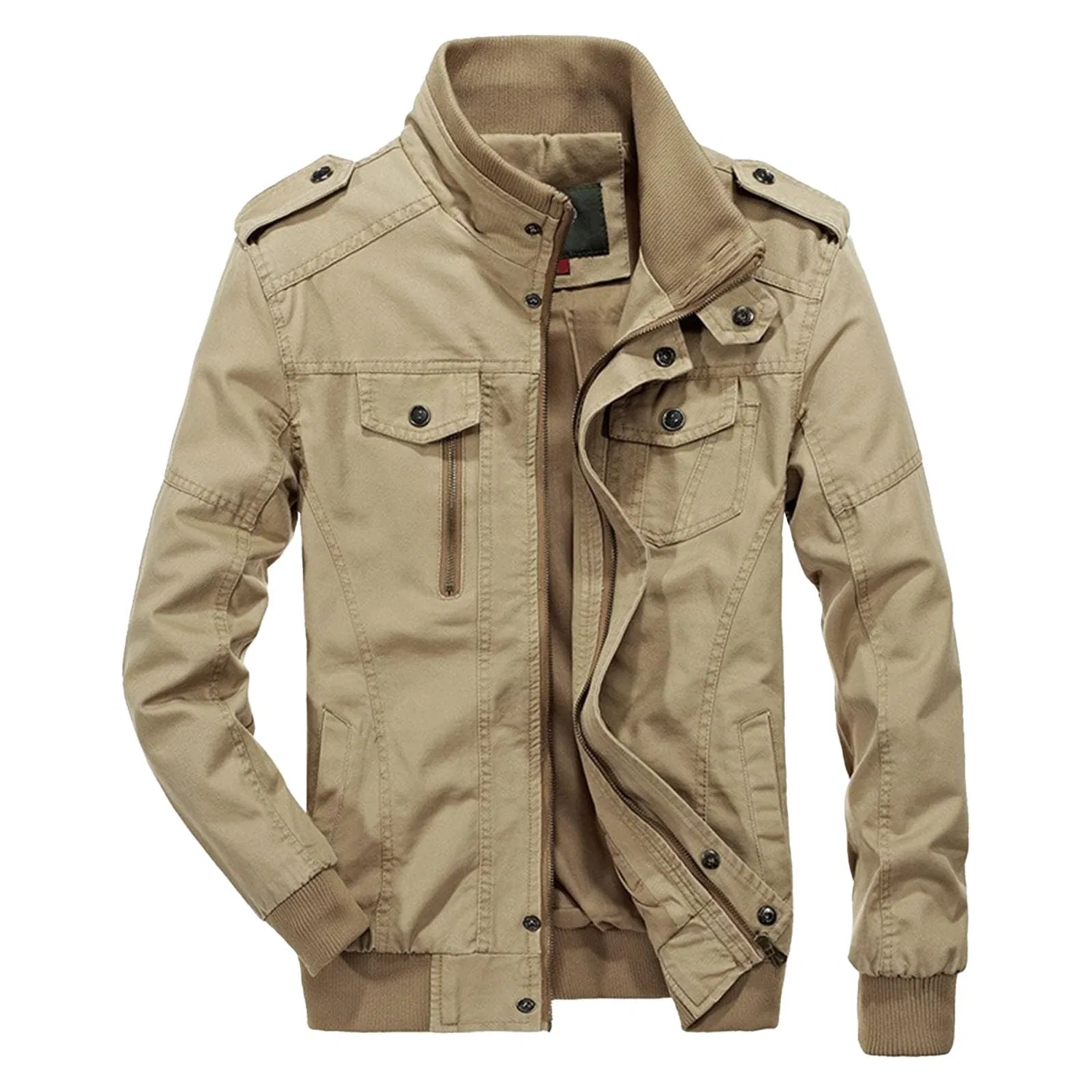 Мужская куртка из легкого хлопка с принтом Military Jacket, dark khaki