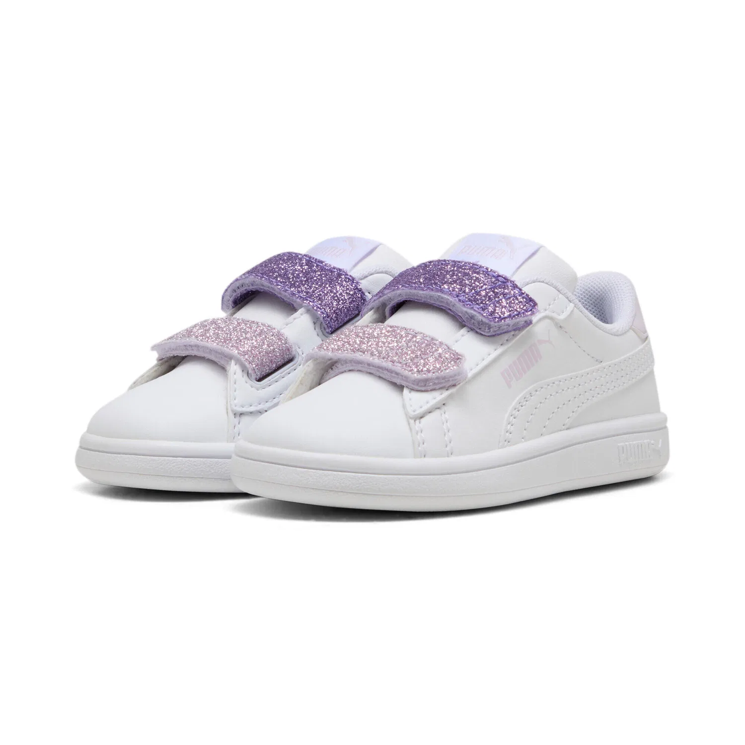 Детские кроссовки с блестками Puma Smash 3.0 L Glitter Velcro, Weiss — фото 2