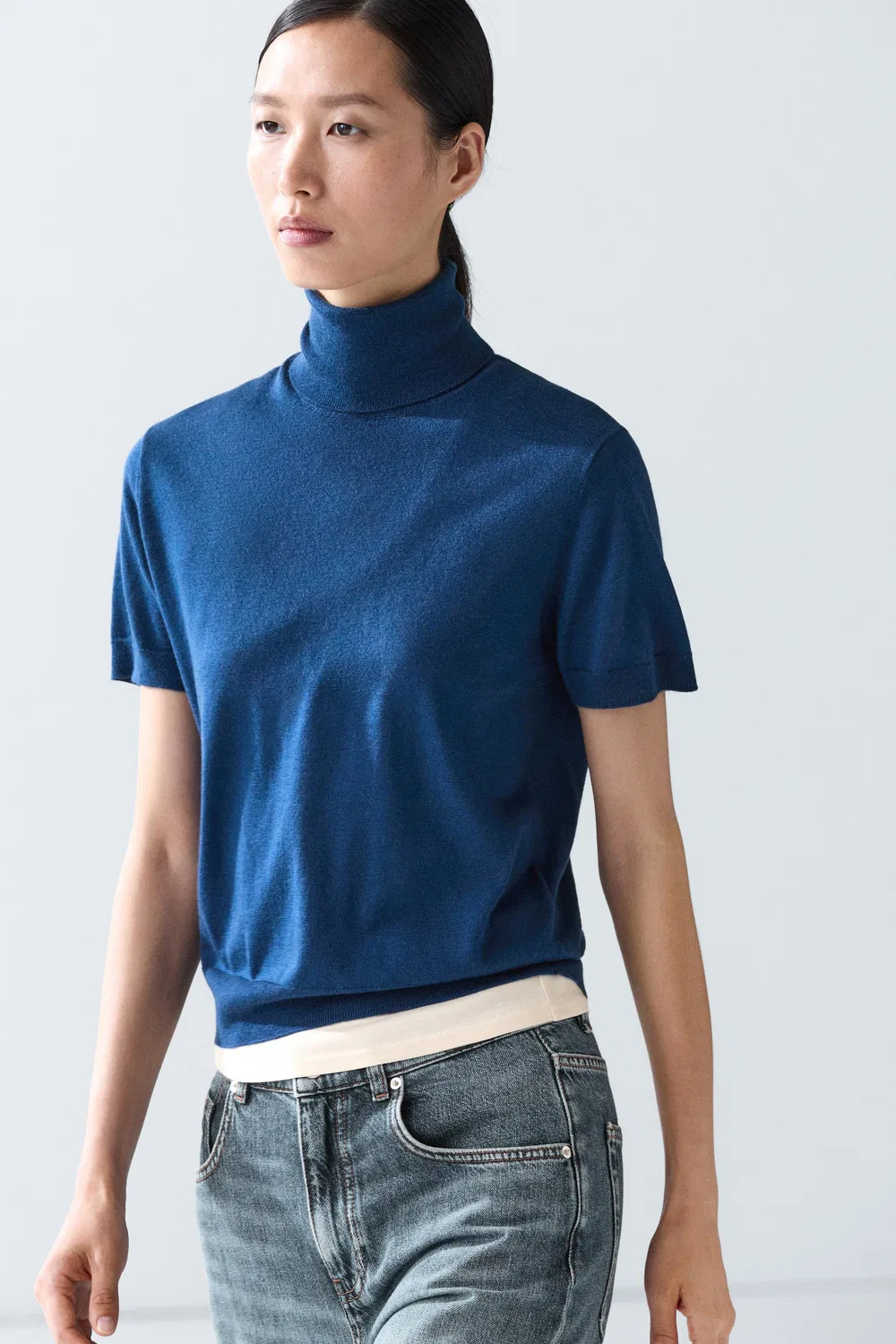 Свитер Massimo Dutti Turtleneck Knit, глубокий синий