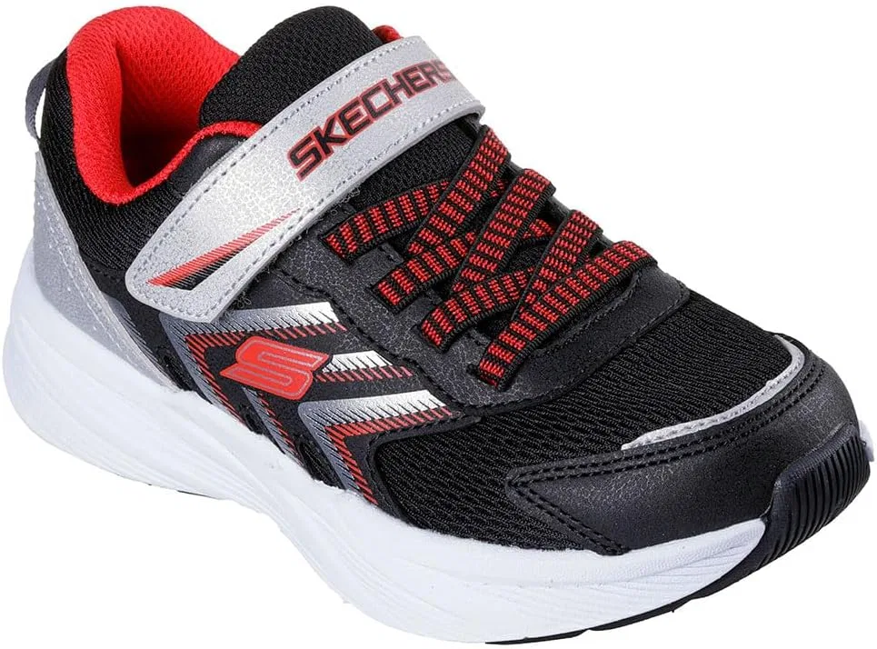 Детские кроссовки для мальчиков Microspec Tread Skechers, Black Silver Synthetic/Black Textile/Red Trim — фото 2