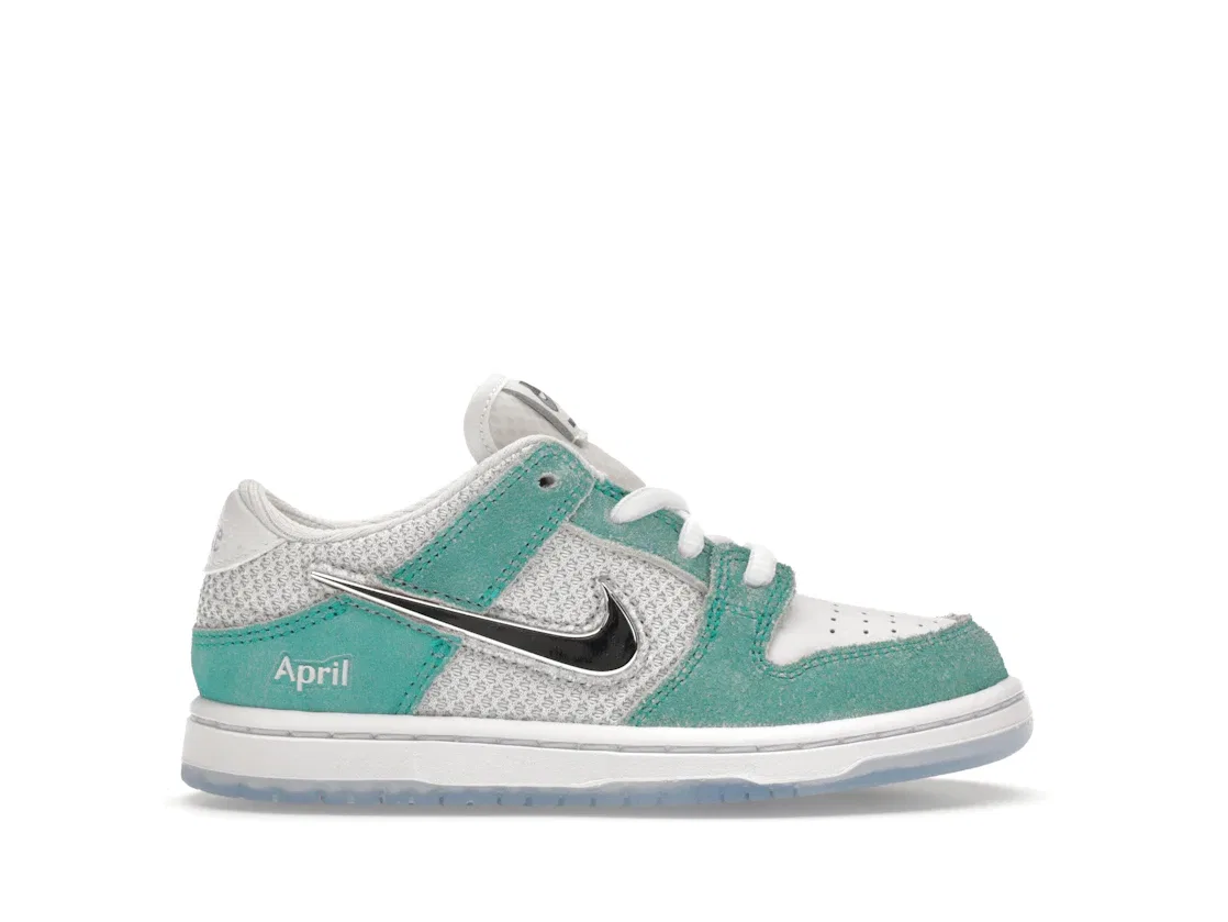 Детские кроссовки с низким верхом Nike SB Dunk Low April Skateboards Nike, Turbo Green/Metallic Silver/Turbo Green