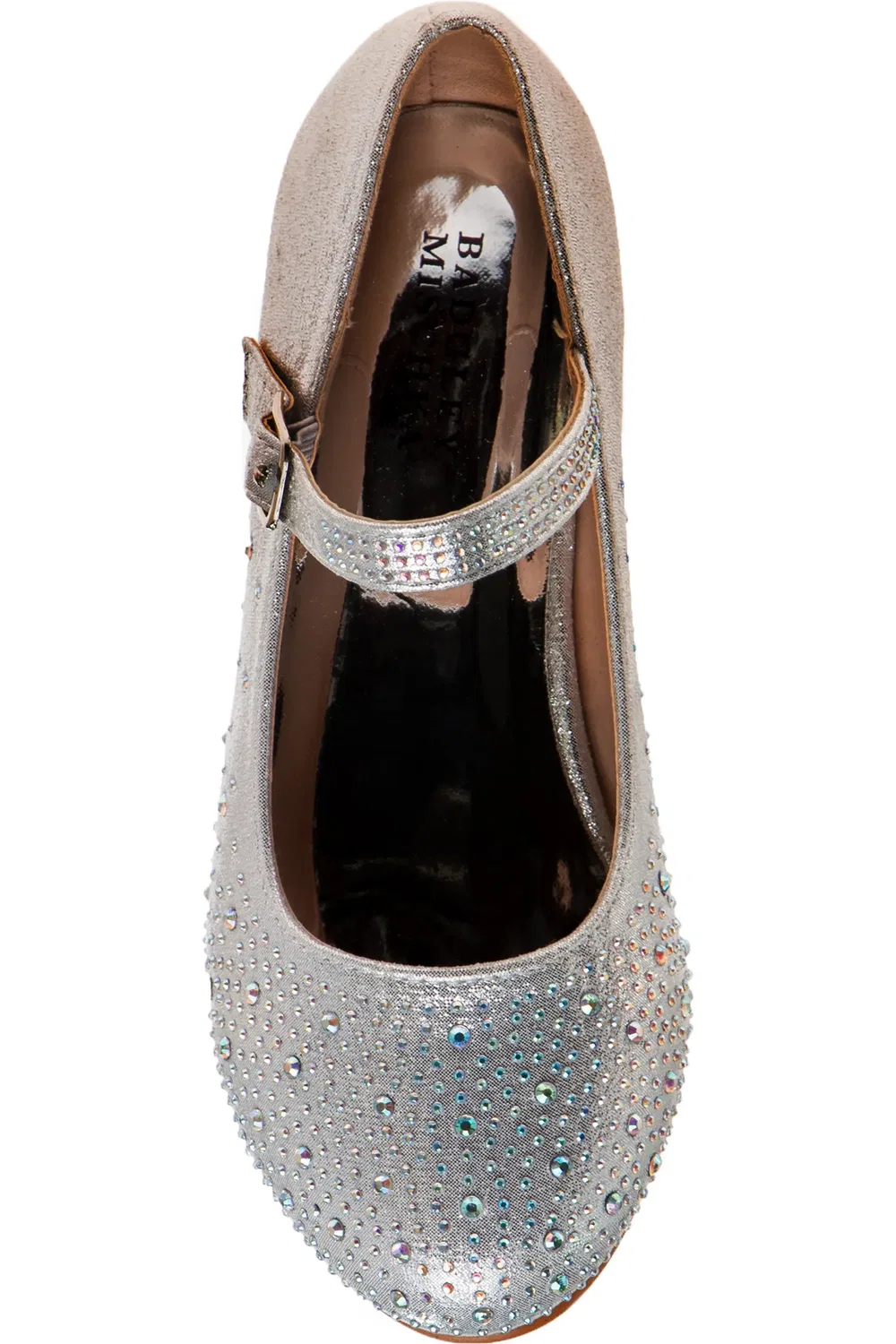 Туфли детские Mary Jane на каблуке с блестками Embellished Badgley Mischka Collection, Silver — фото 4