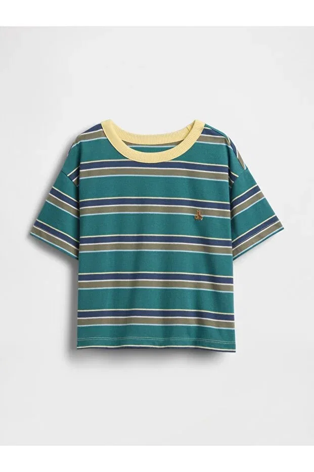Детская футболка для мальчиков с полосками Gap, Green-001