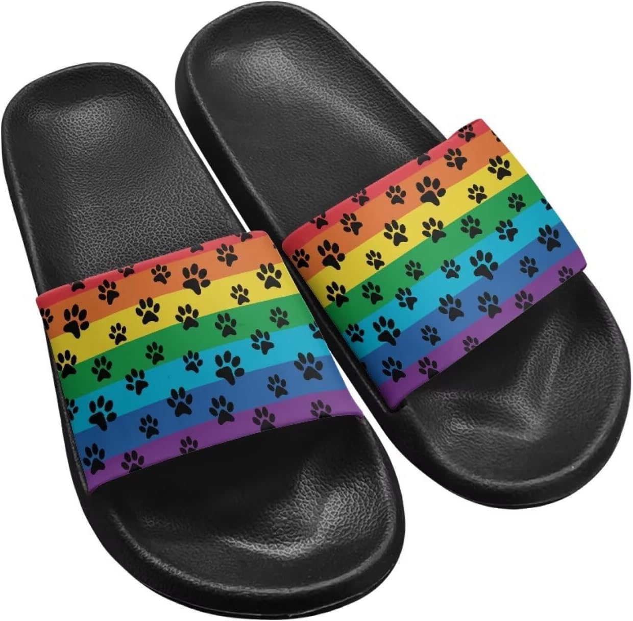 

Hechitok слайды для женщин, тапочки для мужчин, женские сандалии, душевые тапочки, домашние тапочки, пляжные сандалии, Paws Colorful Stripe