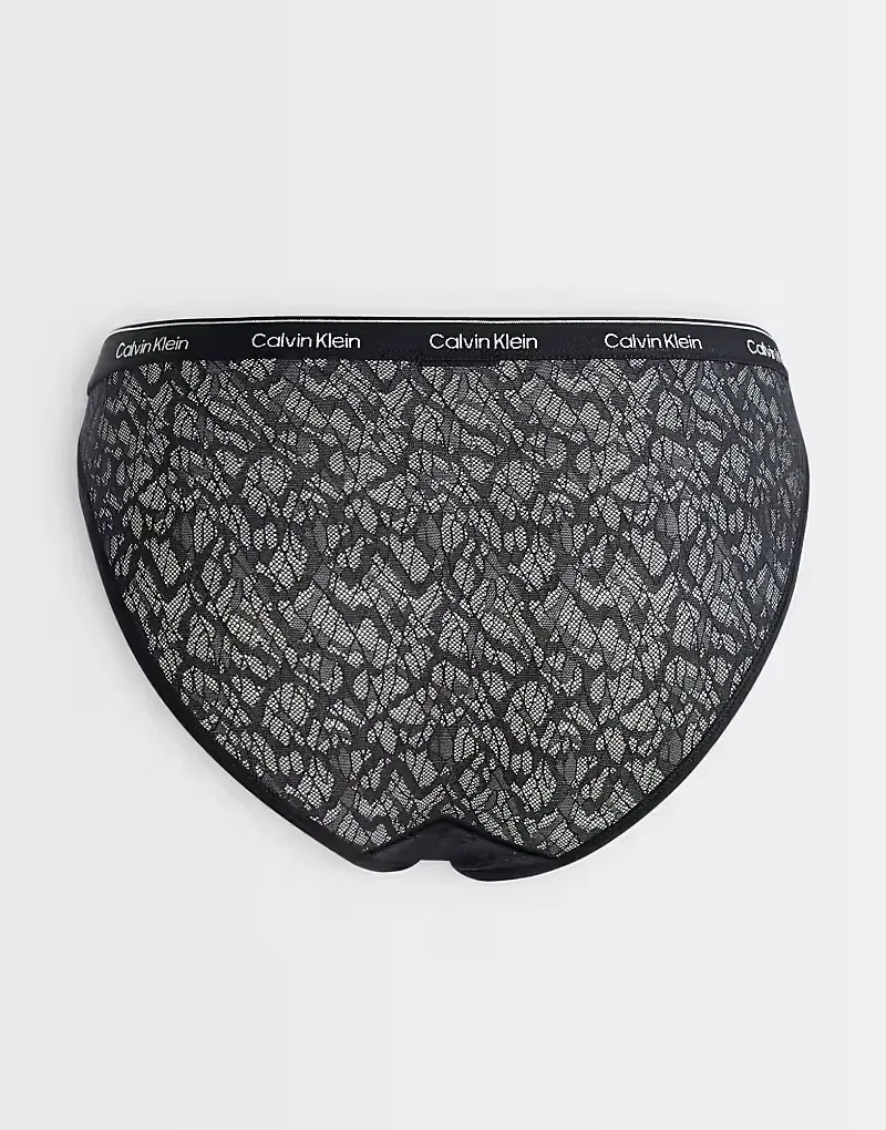 Трусы-бикини кружевные Icon 3 шт Calvin Klein, черный — фото 3