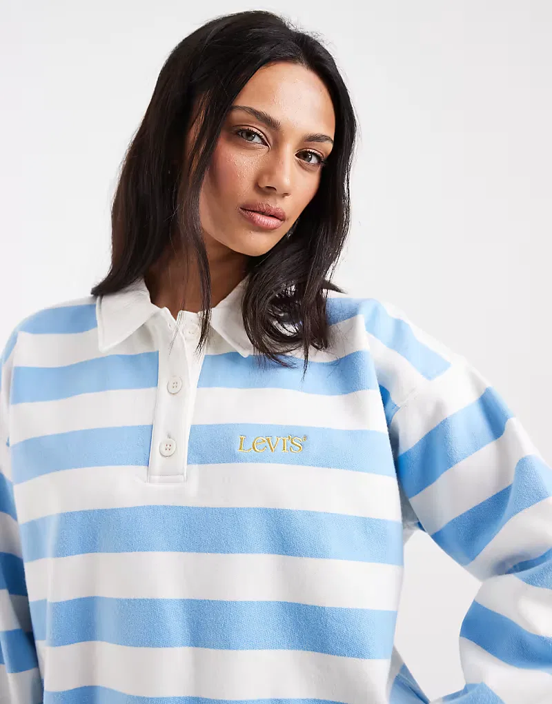 Поло винтажное в полоску с воротом Levi's, синий