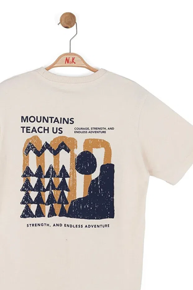Мужская футболка с принтом Mount T-Shirt Nk Kids, Cream - Navy Blue — фото 3