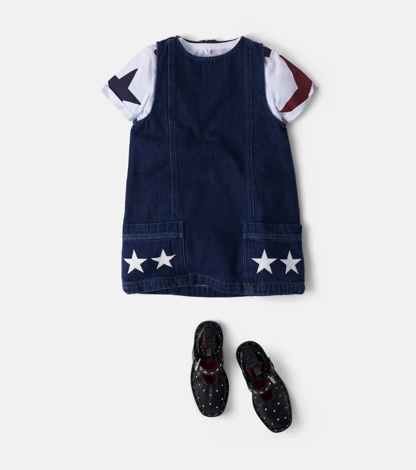Платье джинсовое с вышивкой Stella Mccartney Kids, синий — фото 2