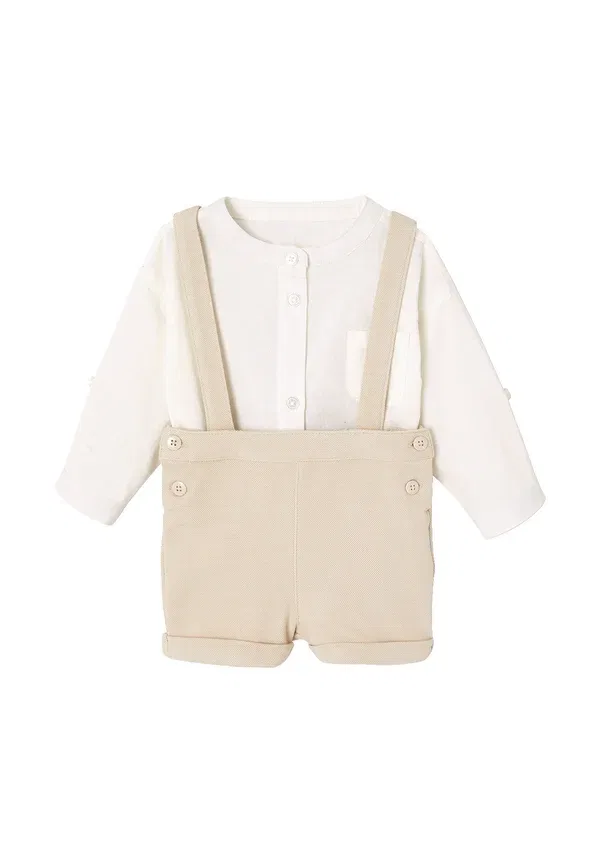 Комплект из боди и штанов с лямками Festliches-set mit tragern dungarees Vertbaudet Beige, бежевый