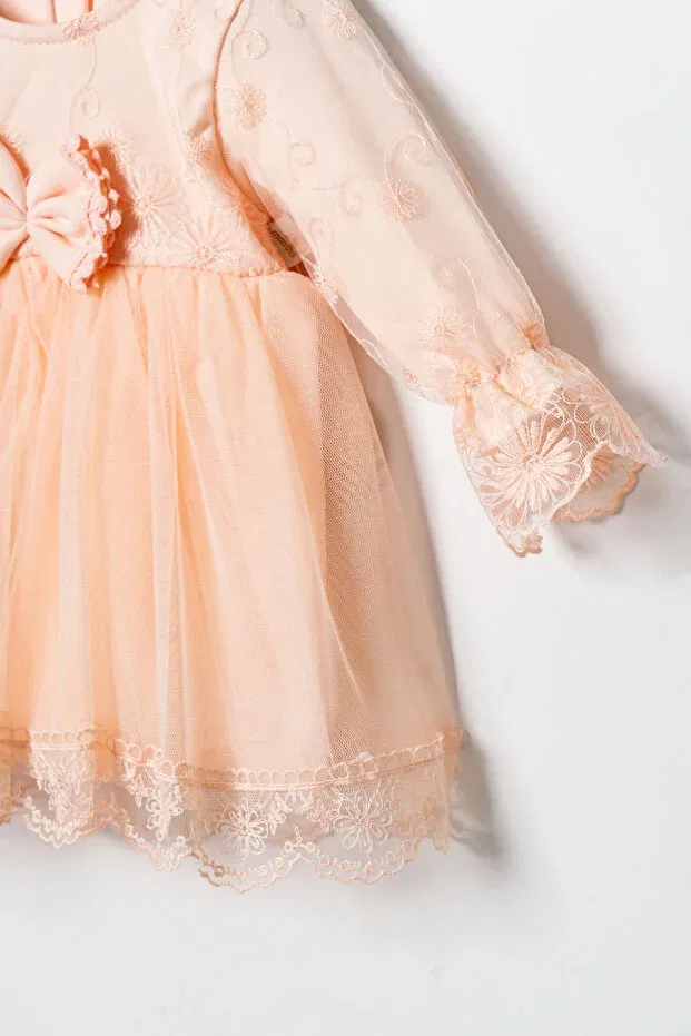 Детское платье для девочек кружевное с банданой Mevlütlük Lace Dress Miniday Baby, Multicolor — фото 4