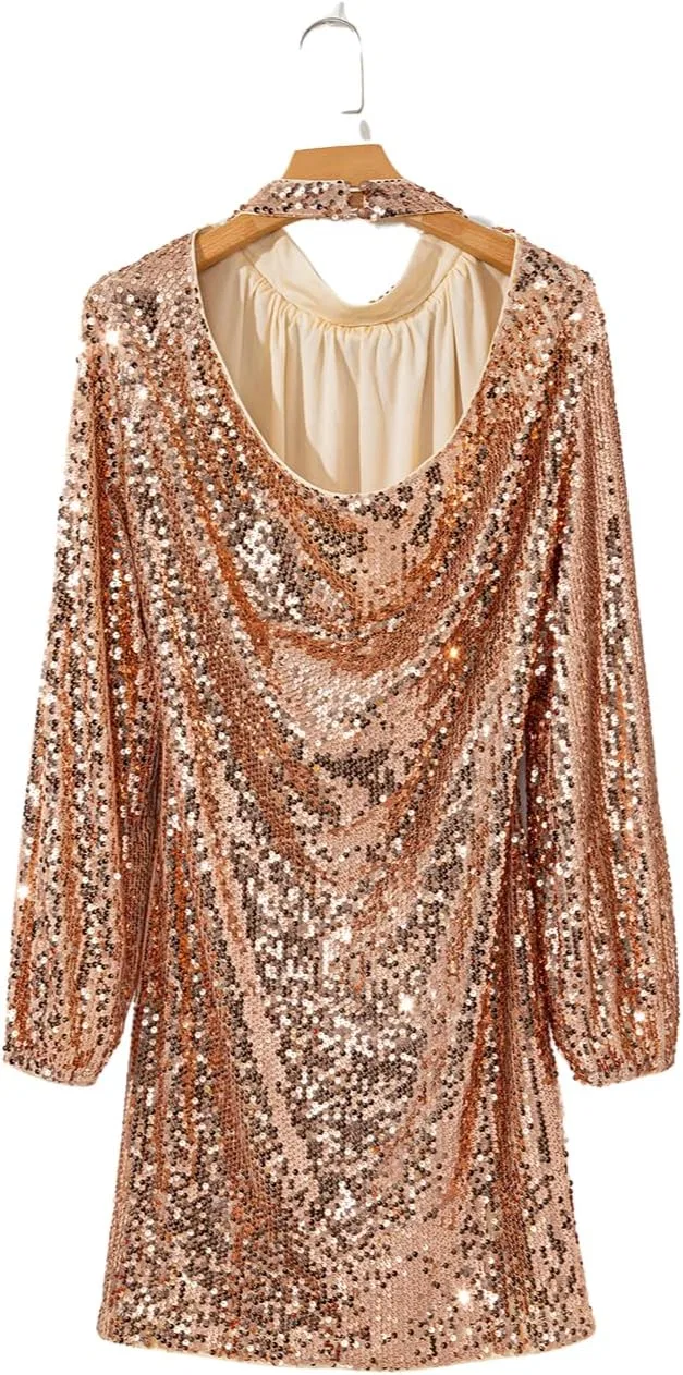 Женское мини-платье с блестками с открытой спиной Global Fashions GC, Gold — фото 3