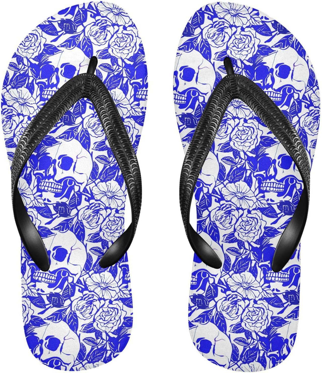 

Женские и мужские пляжные шлепанцы Skull Flowers Floral Blue, летние повседневные сандалии для душа 2301717 Kfbe