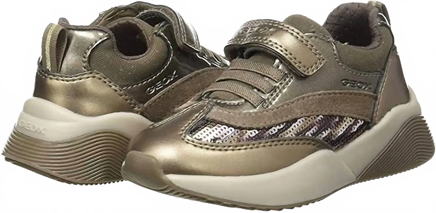 Детские кроссовки низкие дышащие Geox Sinead Sneakers, Dark Gold — фото 3