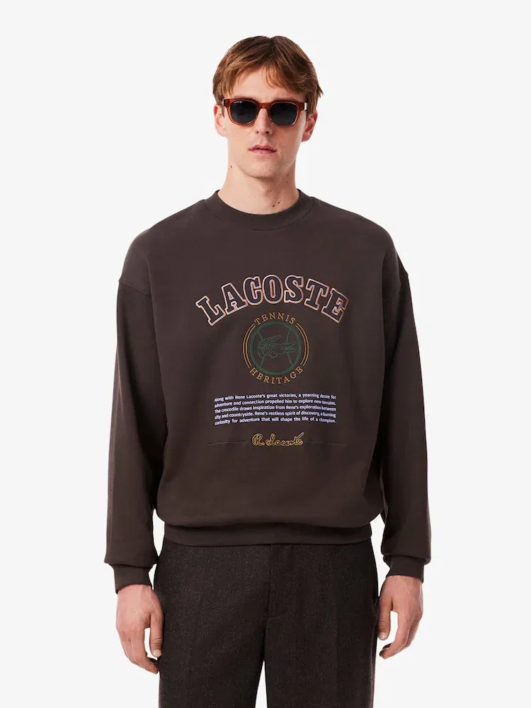 Свитшот мужской с графическим принтом, свободного кроя LACOSTE
