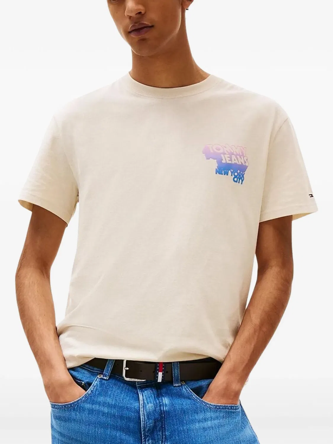 Футболка с логотипом Stack Logo Tommy Hilfiger, нейтральные