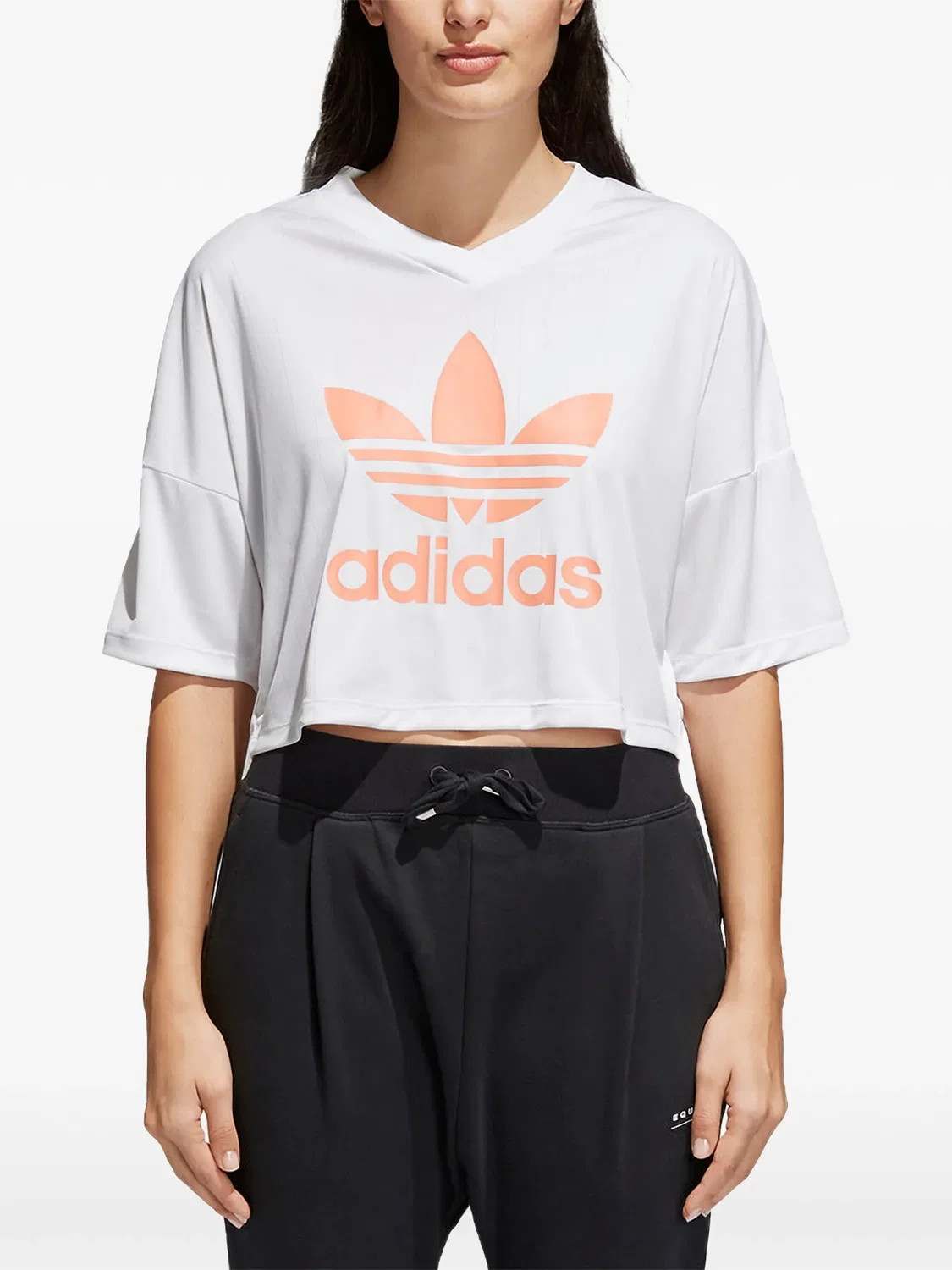 Футболка с В-образным вырезом белая Adidas, белый