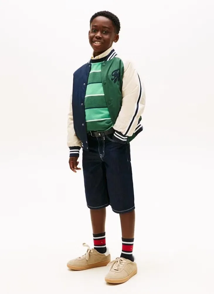 Шорты свободного кроя из денима с контрастной отстрочкой Tommy Hilfiger, синий