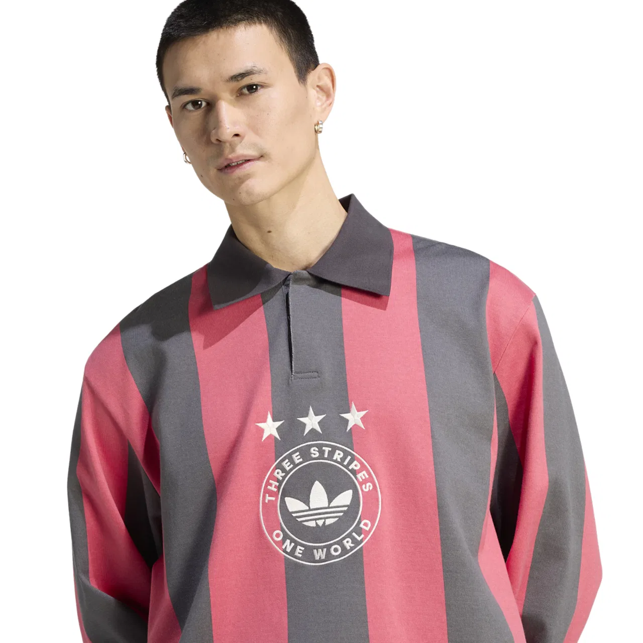 Мужское поло с длинным рукавом GFX Adidas, черный/красный — фото 3