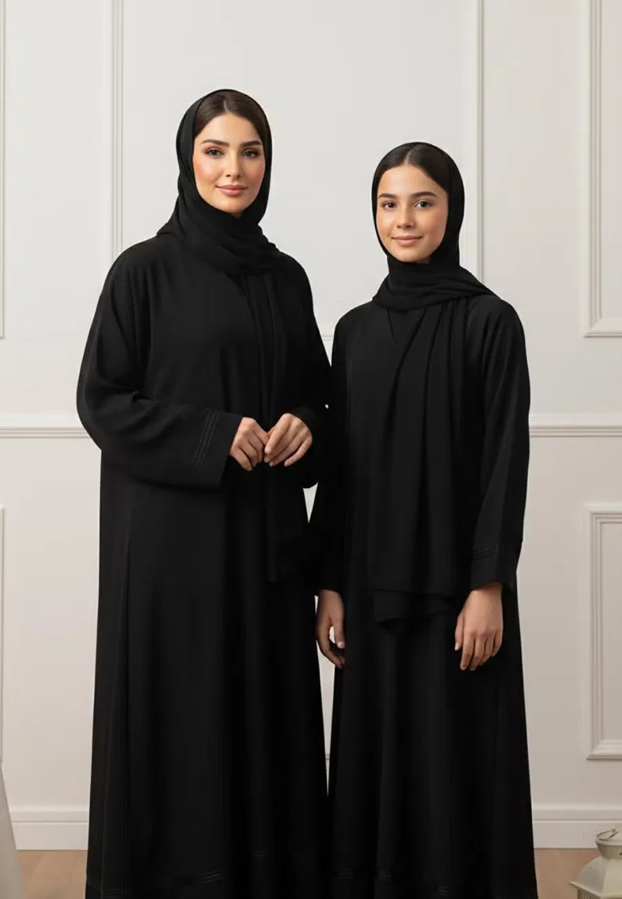 Абая с длинным рукавом Noor Abaya Nukhbaa, черный — фото 2