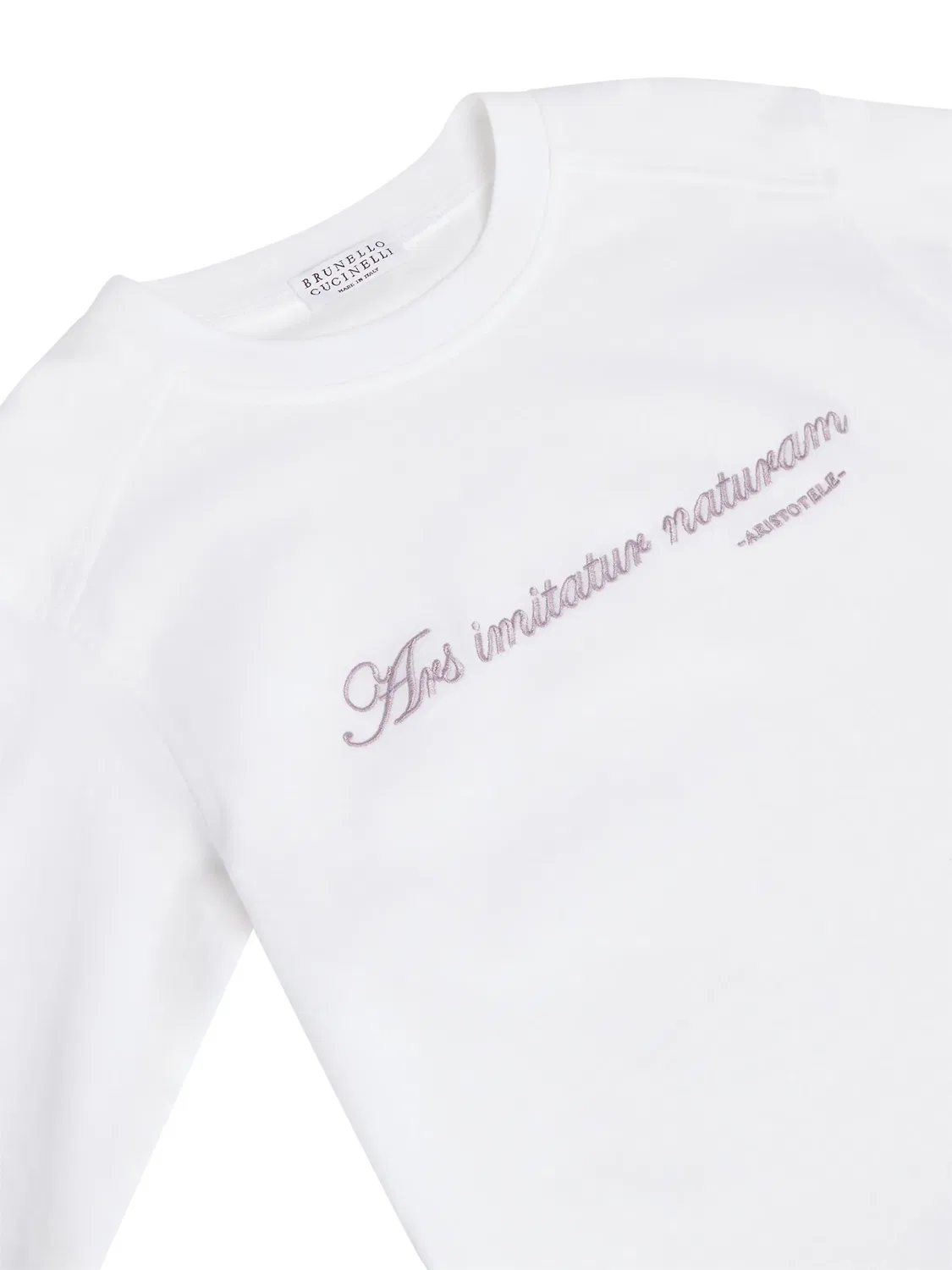 Футболка с длинными рукавами и вышивкой Brunello Cucinelli Kids, белый — фото 3