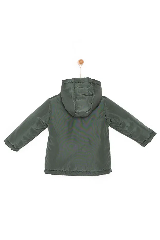 Детское пальто для девочек с капюшоном micro fabric Ebebek Hello Baby, Green — фото 2