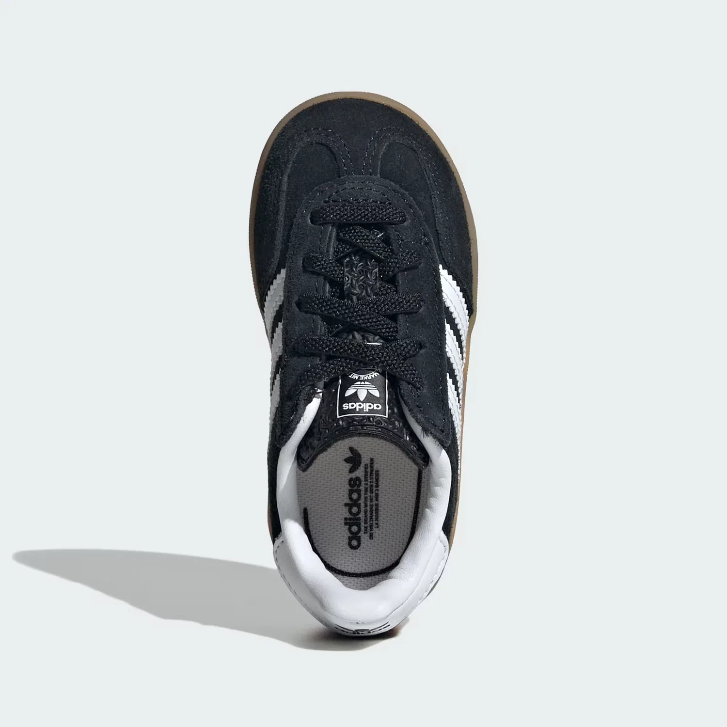 Детские кроссовки на эластичных шнурках Gazelle Indoor Comfort Closure Adidas Originals, черный/белый/gum — фото 2