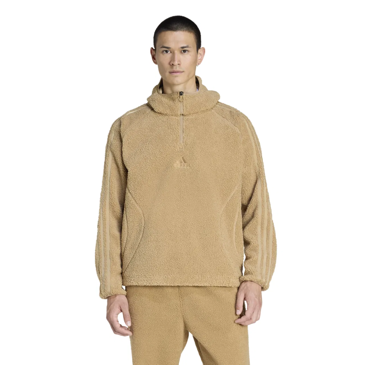 Мужская толстовка Borg Quarter-Zip Adidas, цвет Brown/Tan