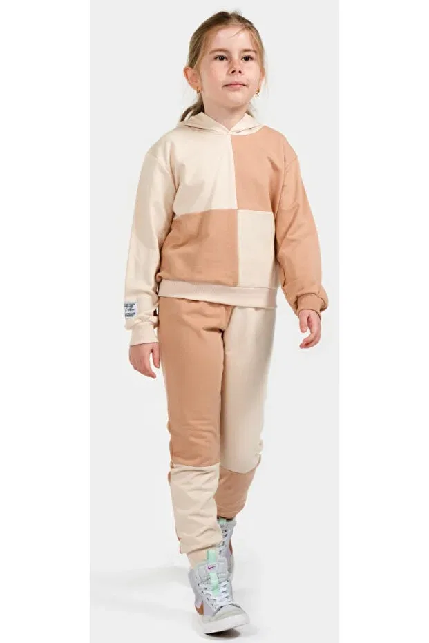 Детский спортивный костюм для девочек с принтом Sportswear Irem Çocuk Giyim, Light Coffee