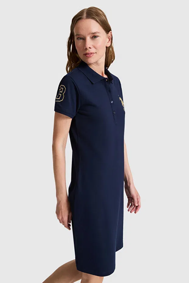 Женское платье с коротким рукавом поло U.S. Polo Assn., Navy Blue — фото 3