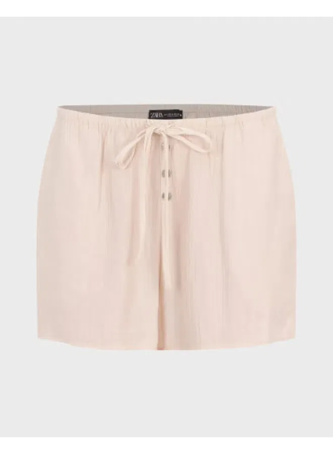 Шорты-бермуды с завязками Zara, белый
