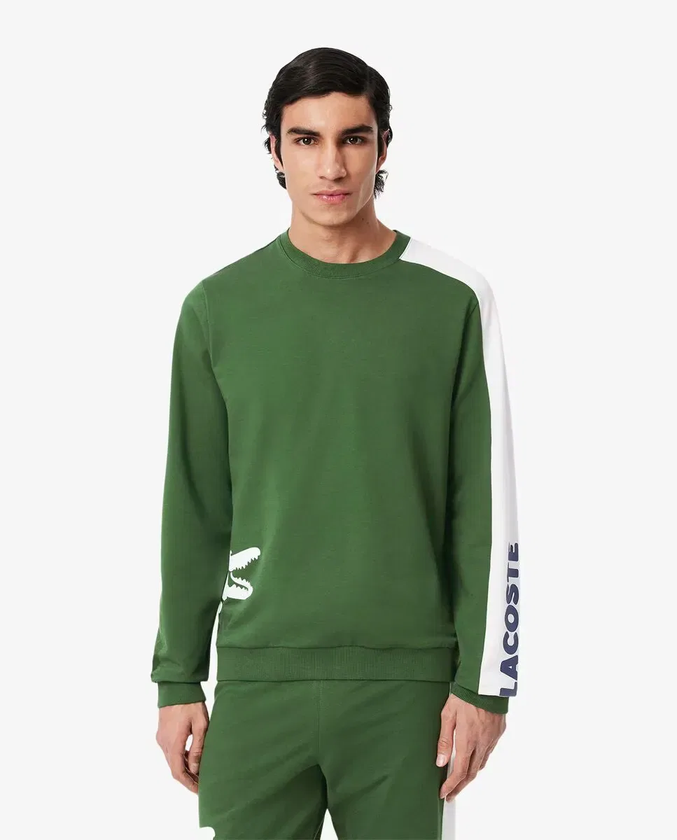 Мужская худи из футера с принтом Lacoste, Verde