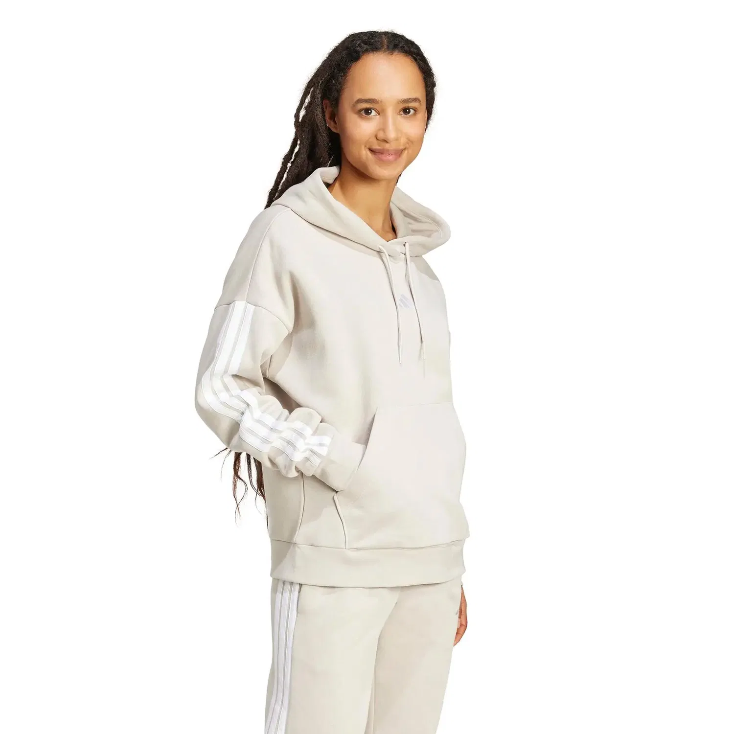 Женская спортивная куртка с принтом adidas Essentials 3-Stripes, Beige Weiss — фото 4