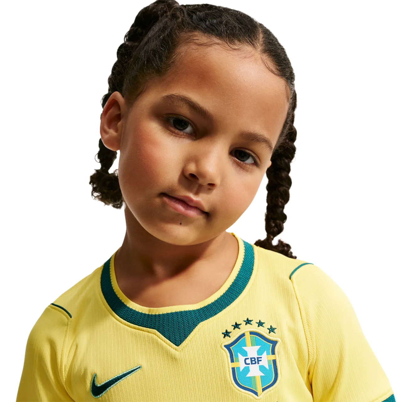 Детский набор футбольной формы Nike Brasil Dri-Fit Stadium Home Kit, цвет Green/Canary — фото 3
