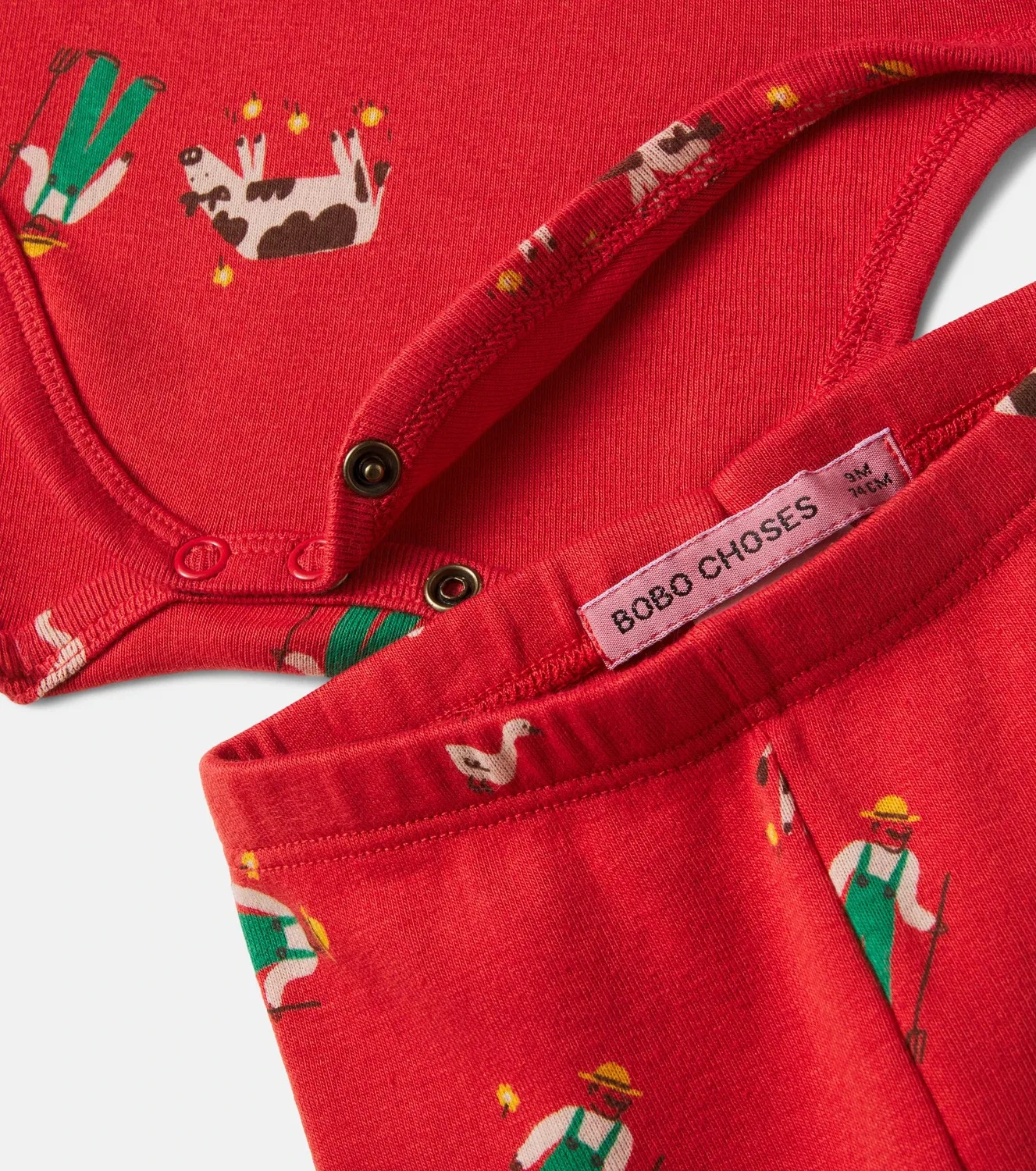Комплект из боди и штанов с принтом Baby Farm Adventure Bobo Choses, красный — фото 4