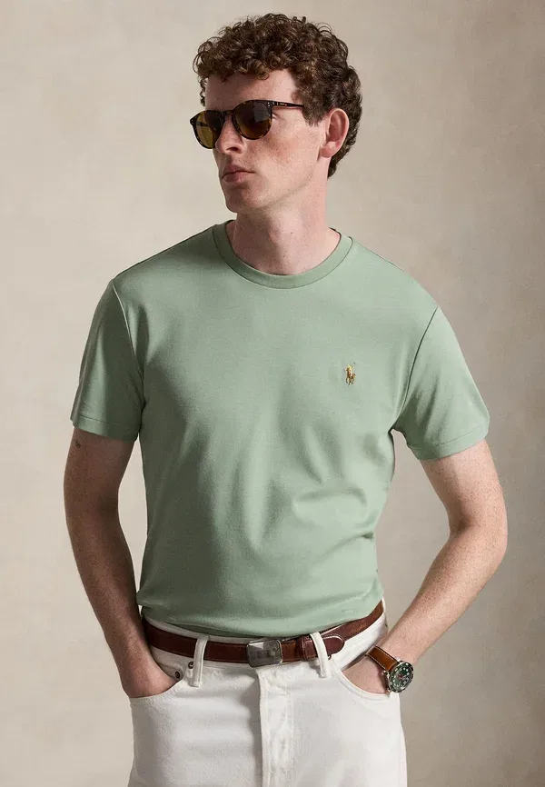 Футболка хлопковая Custom slim fit soft cotton t-shirt Polo Ralph Lauren, Light Green, светло-зеленый
