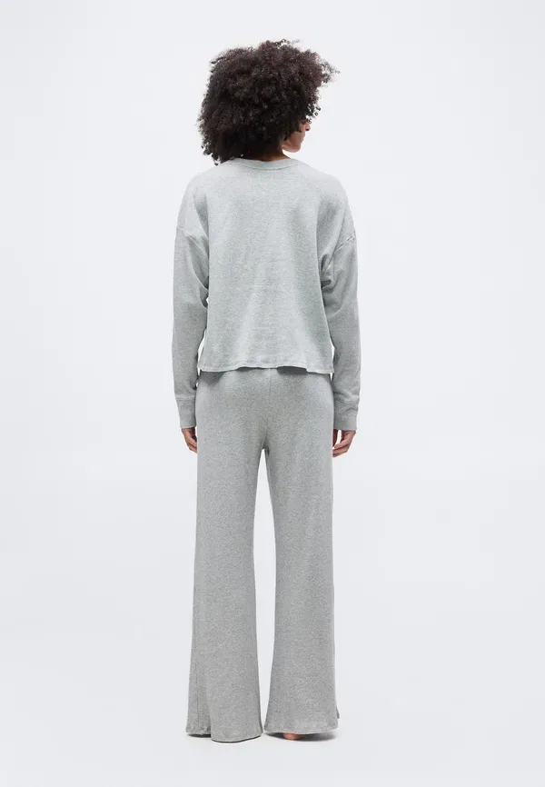 Пижамный комплект из джерси, модель Crew neck wide leg, Polo Ralph Lauren, heather grey, светло-серый — фото 3