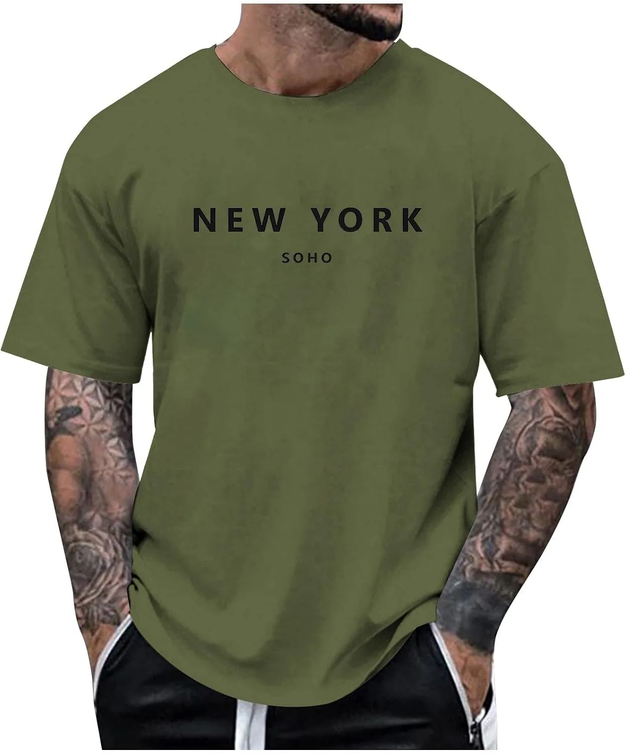 Мужская футболка с принтом Regular Fit, Army Green