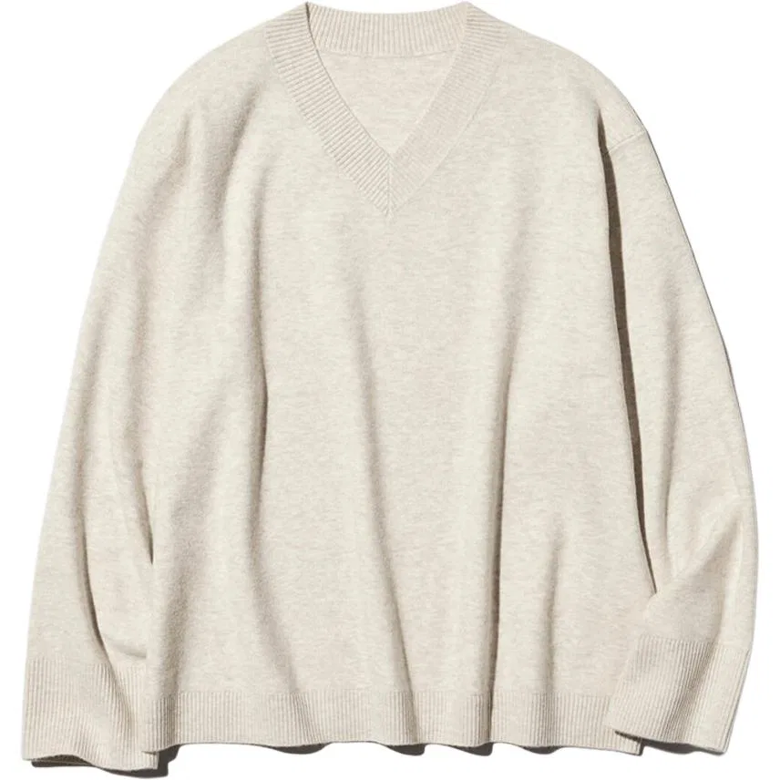 Женский свитер с V-образным вырезом UNIQLO, Ivory