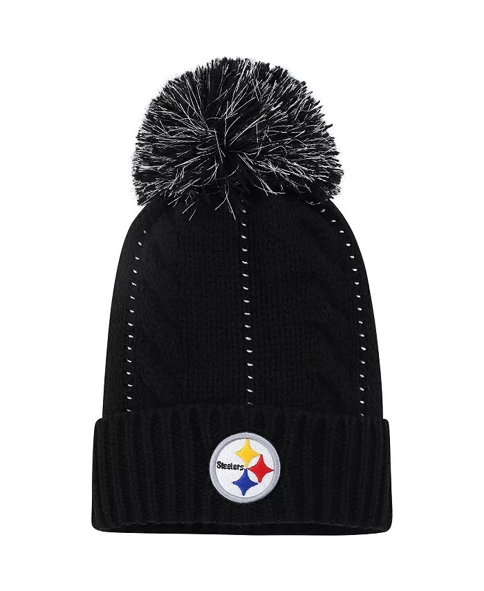 

Женская черная вязаная шапка Pittsburgh Steelers '47 с манжетами и помпоном '47 Brand
