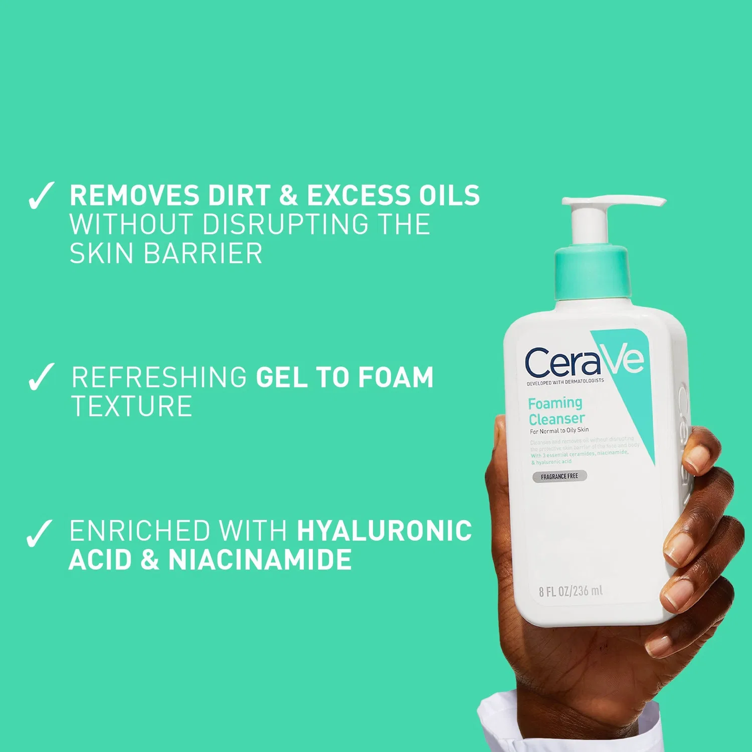 Очищающая пенка для жирной кожи CeraVe Foaming Cleanser for Oily Skin, 88 мл — фото 3